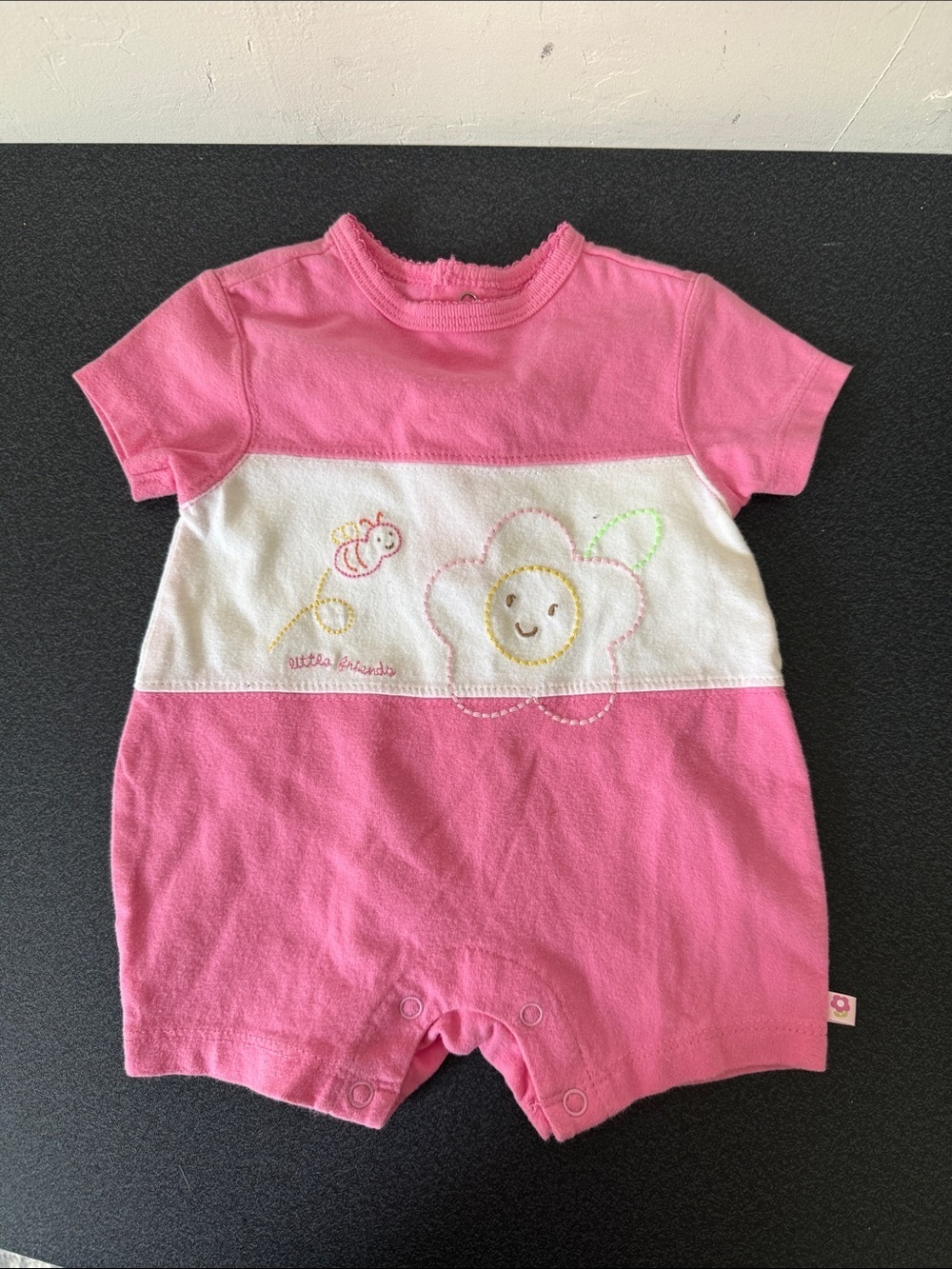 Pink Baby Girl Floral Short Romper Y2K